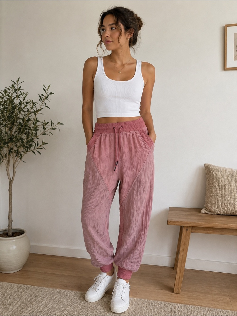 Avec Les Filles Dusty Rose Track Joggers